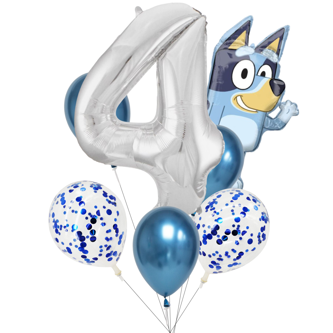 Bluey Balloon Party Bundle | Bluey Foil Balloon, Metallic & Confetti Balloons, Number Foil