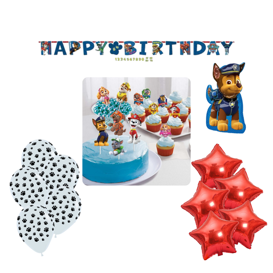 Paw Patrol party decoration kit with balloons, banner and table décor for kids’ birthday celebration