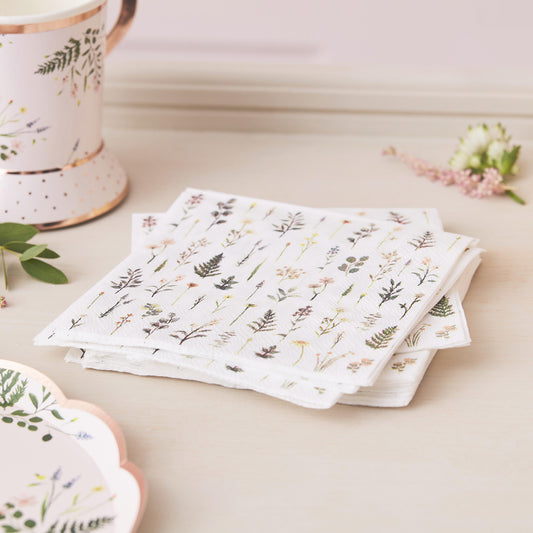 floral cocktail napkins, afternoon tea napkins, paper napkins, botanical napkins, cocktail party napkins, floral party napkins, napkins for tea parties, birthday party napkins, hen party napkins, paper napkins for celebrations, elegant napkins, delicate paper napkins, napkins with floral design, decorative napkins for events, eco-friendly napkins, 16 pack cocktail napkins, 12.5cm napkins, cocktail napkins for parties, stylish paper napkins, botanical party napkins, tea party accessories.
