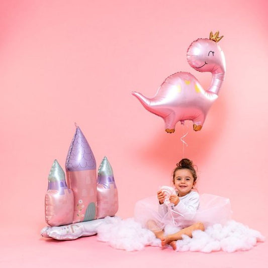 Grabo Standups Foil Shape Magical Castle, 76cm foil castle, fairytale party decoration, princess party decor, castle-shaped balloon, magical theme party supplies, reusable party prop, air or helium foil balloon, party backdrop decoration, Grabo castle balloon, kids party supplies.