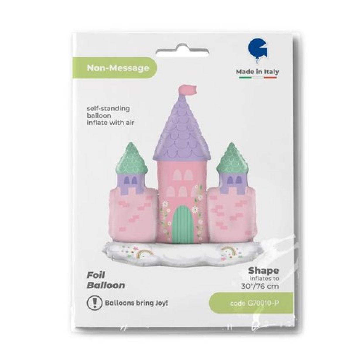 Grabo Standups Foil Shape Magical Castle, 76cm foil castle, fairytale party decoration, princess party decor, castle-shaped balloon, magical theme party supplies, reusable party prop, air or helium foil balloon, party backdrop decoration, Grabo castle balloon, kids party supplies.