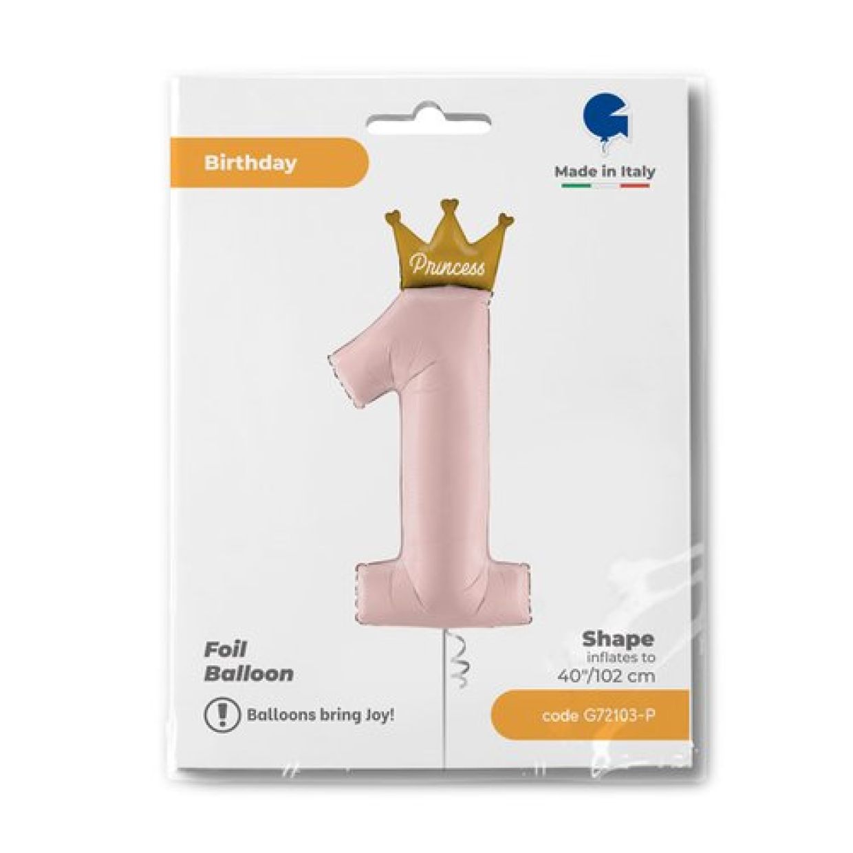 Grabo My 1st Birthday Princess Shaped Foil Balloon, 46-inch (116cm) foil balloon, first birthday party decor, number 1 balloon with crown, pink milestone balloon, princess-themed party supplies, helium balloon for birthdays, reusable foil balloon, party decoration for girls, princess party decoration.