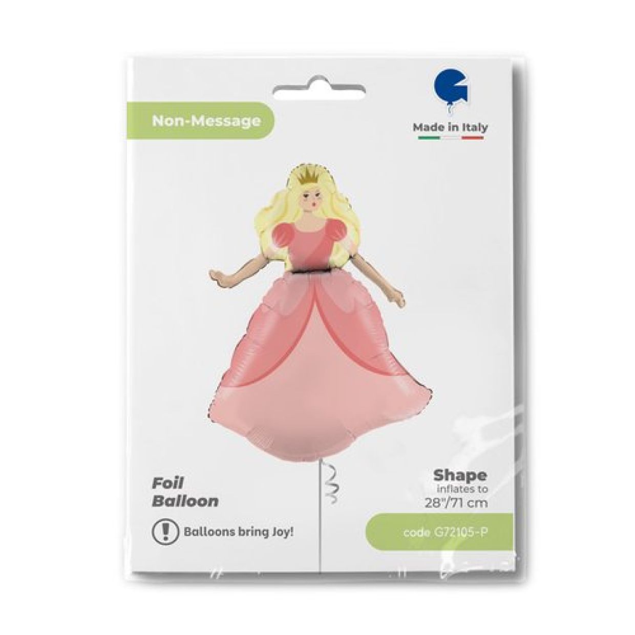 Grabo 71cm Princess Foil Balloon, princess-shaped balloon, foil party balloon, royal party decor, princess birthday supplies, helium balloon for parties, reusable foil balloon, princess party decoration, Grabo foil balloon, fairytale theme party supplies.