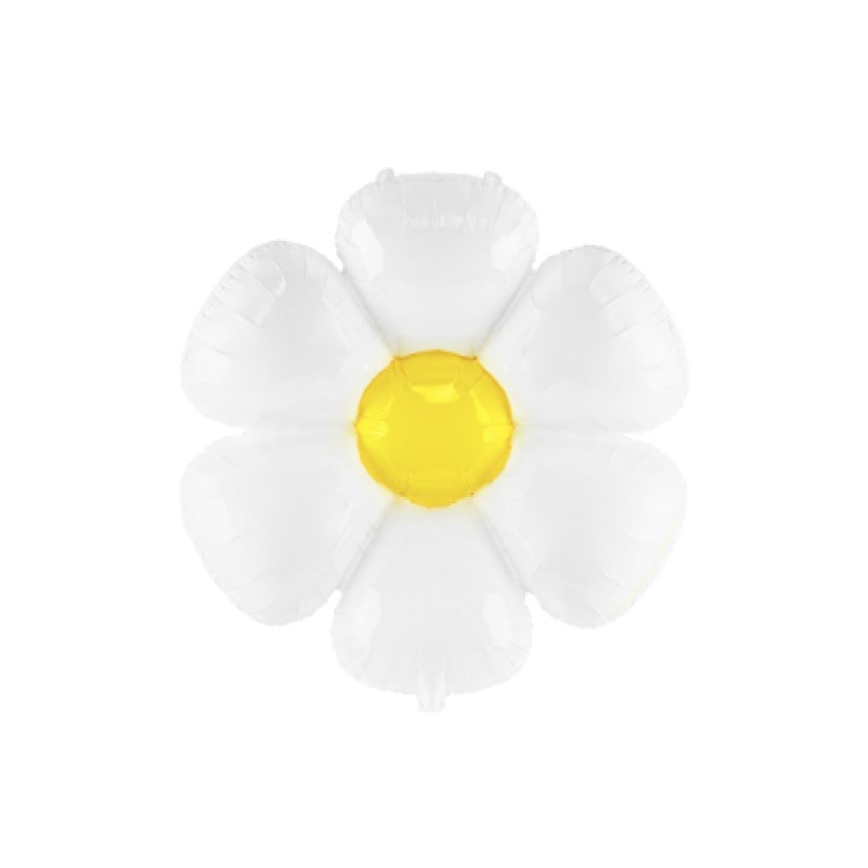 Glossy white daisy foil balloon, yellow daisy foil balloon, supershape flower balloon, large daisy balloon, 97cm x 103cm balloon, daisy party balloon, foil balloon for spring events, floral party balloon, yellow and white foil balloon, birthday party balloon, springtime celebration decoration, daisy-shaped foil balloon, floral party decoration, helium daisy balloon, flower-shaped foil balloon, supershape floral balloon, daisy themed balloon, giant daisy balloon, yellow flower balloon, party decorations with