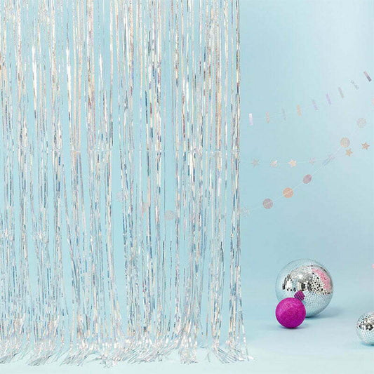 holographic silver curtain, party curtain, photo booth backdrop, party décor, shiny backdrop, event decoration