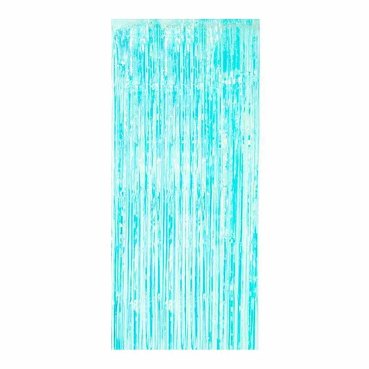 iridescent blue curtain, party curtain, event backdrop, shimmering decoration, photo booth backdrop, blue party décor
