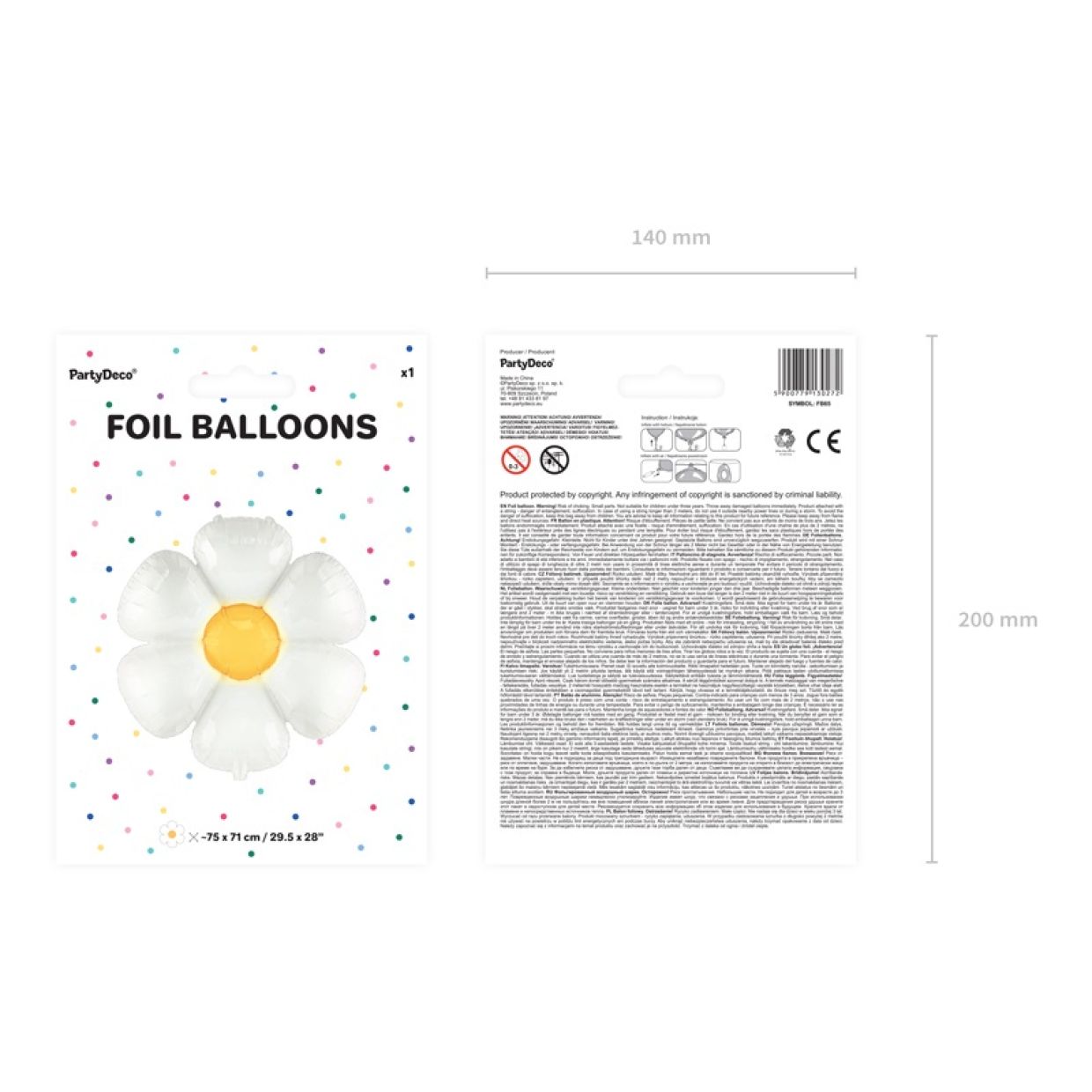 Glossy white daisy foil balloon, yellow daisy foil balloon, supershape flower balloon, large daisy balloon, 97cm x 103cm balloon, daisy party balloon, foil balloon for spring events, floral party balloon, yellow and white foil balloon, birthday party balloon, springtime celebration decoration, daisy-shaped foil balloon, floral party decoration, helium daisy balloon, flower-shaped foil balloon, supershape floral balloon, daisy themed balloon, giant daisy balloon, yellow flower balloon, party decorations with