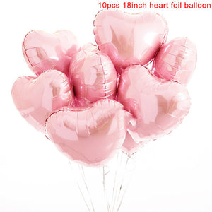 18 inches Pink Hearts Balloons - Set of 10-Balloons-Decoren