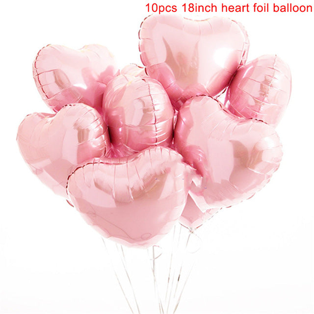 18 inches Pink Hearts Balloons - Set of 10