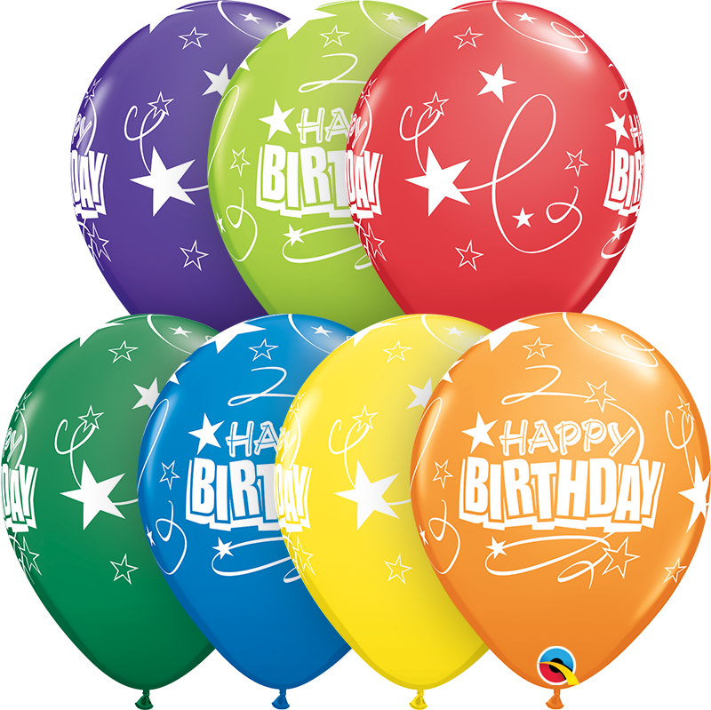 Latex Birthday Balloons - Stars and Loops Print
