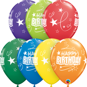 Latex Birthday Balloons - Stars and Loops Print