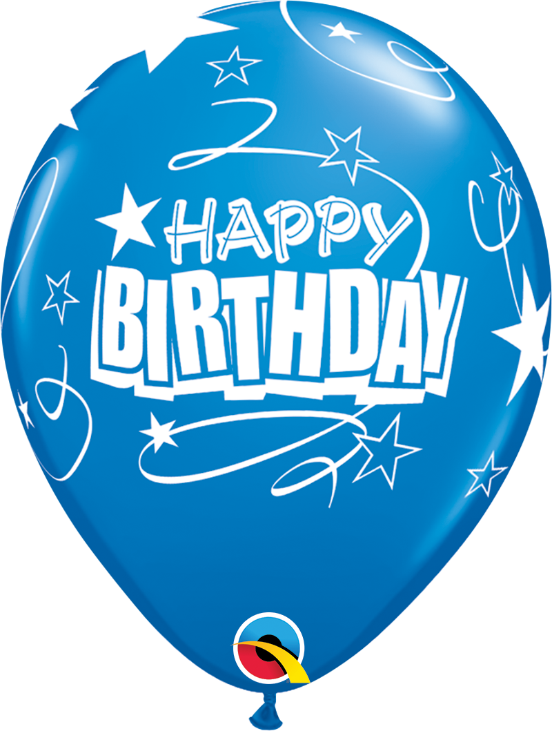 Latex Birthday Balloons - Stars and Loops Print
