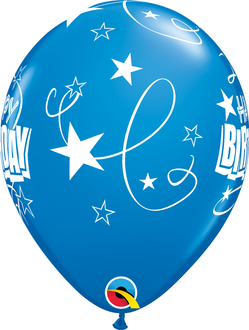 Latex Birthday Balloons - Stars and Loops Print
