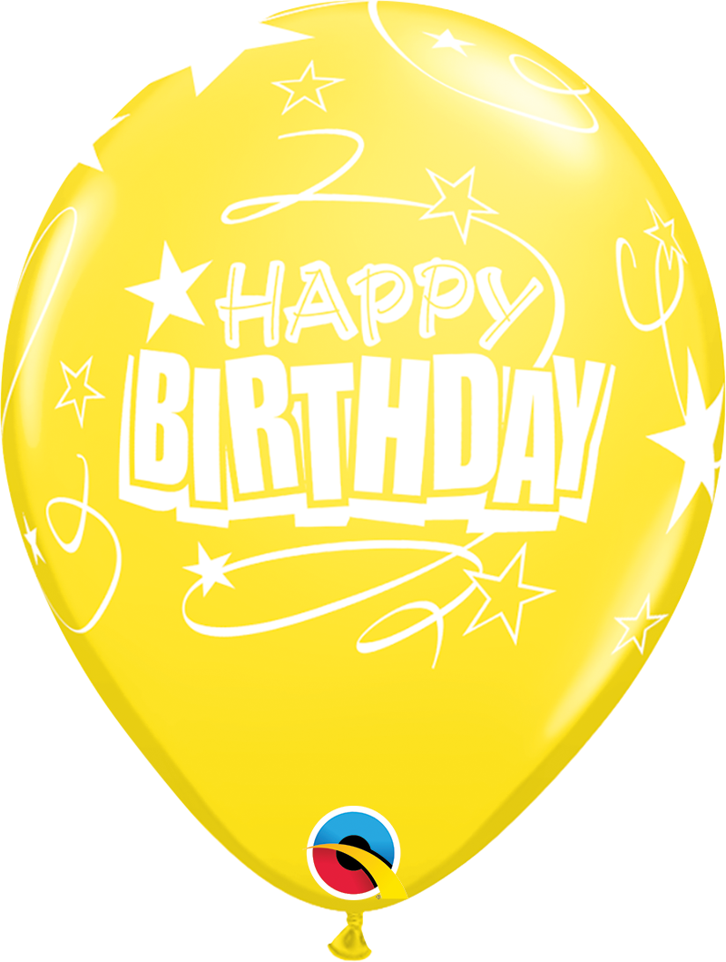 Latex Birthday Balloons - Stars and Loops Print
