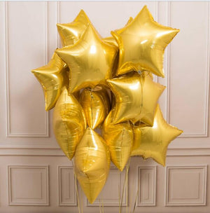 18 inches Blue Gold and White Star Foil Balloons - Set of 10-Balloons-Decoren