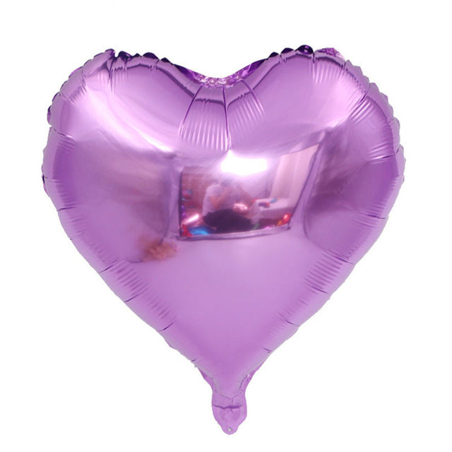 18 inches Light Purple and Pink Heart Foil Balloons - Set of 10-Balloons-Decoren