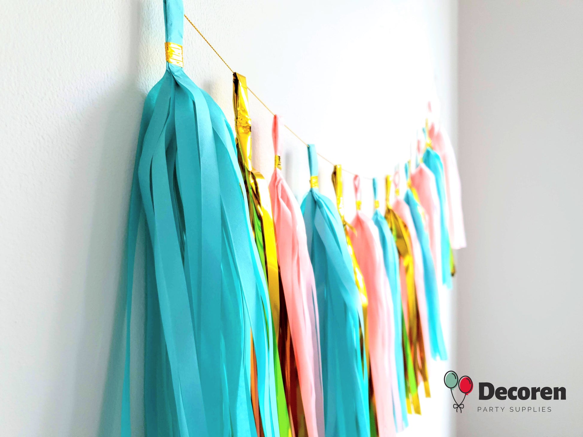 paper tassel garland, foil tassel garland, party tassel decorations, DIY tassel garland, birthday party tassels, wedding tassel decor, baby shower tassels, gender reveal tassel garland, anniversary party decorations, festive tassel banner, hanging party tassels, premium tassel garland, colorful tassel decorations, indoor party decor, outdoor party garland, gold tassel garland, elegant party decorations, tassel banner for events, high-quality party tassels, Brisbane party decorations, Gold Coast party suppli