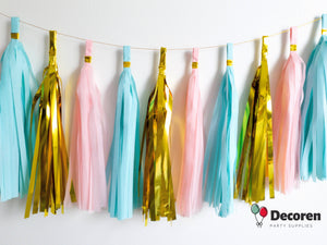paper tassel garland, foil tassel garland, party tassel decorations, DIY tassel garland, birthday party tassels, wedding tassel decor, baby shower tassels, gender reveal tassel garland, anniversary party decorations, festive tassel banner, hanging party tassels, premium tassel garland, colorful tassel decorations, indoor party decor, outdoor party garland, gold tassel garland, elegant party decorations, tassel banner for events, high-quality party tassels, Brisbane party decorations, Gold Coast party suppli