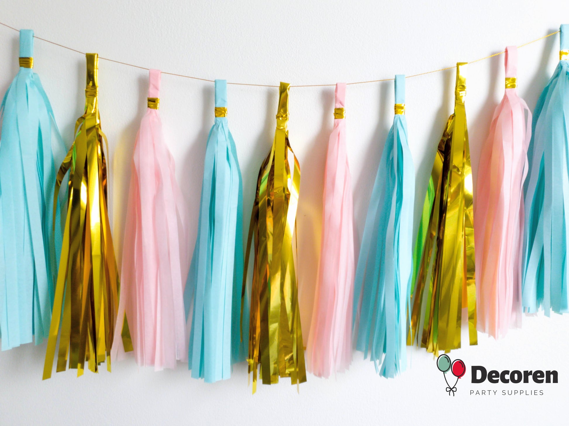 paper tassel garland, foil tassel garland, party tassel decorations, DIY tassel garland, birthday party tassels, wedding tassel decor, baby shower tassels, gender reveal tassel garland, anniversary party decorations, festive tassel banner, hanging party tassels, premium tassel garland, colorful tassel decorations, indoor party decor, outdoor party garland, gold tassel garland, elegant party decorations, tassel banner for events, high-quality party tassels, Brisbane party decorations, Gold Coast party suppli