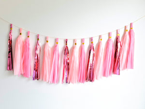 Paper Party Tassel Garland - Pink and Rose Gold