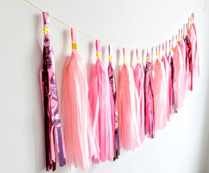 Paper Party Tassel Garland - Pink and Rose Gold