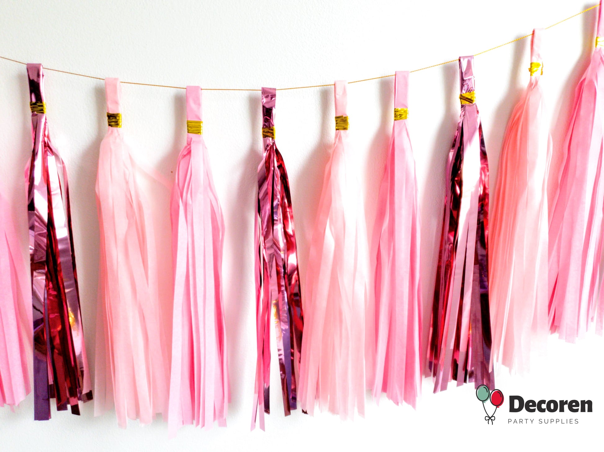paper tassel garland, foil tassel garland, party tassel decorations, DIY tassel garland, birthday party tassels, wedding tassel decor, baby shower tassels, gender reveal tassel garland, anniversary party decorations, festive tassel banner, hanging party tassels, premium tassel garland, colorful tassel decorations, indoor party decor, outdoor party garland, gold tassel garland, elegant party decorations, tassel banner for events, high-quality party tassels, Brisbane party decorations, Gold Coast party suppli