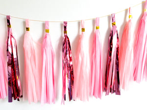 Paper Party Tassel Garland - Pink and Rose Gold