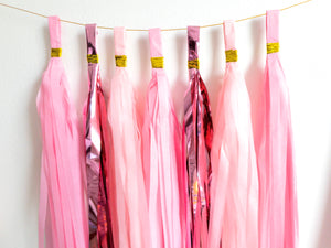Paper Party Tassel Garland - Pink and Rose Gold
