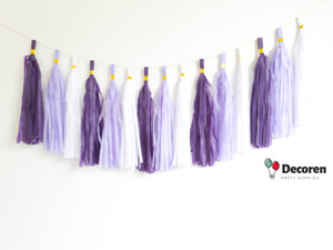 Paper Party Tassel Garland - Purple and White