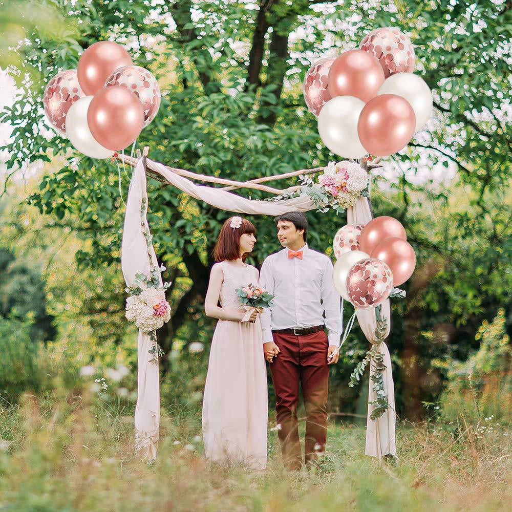 Rose Gold Foil Heart Balloons and Latex Balloons Bouquet - Set of 20 Balloons-Balloons-Decoren