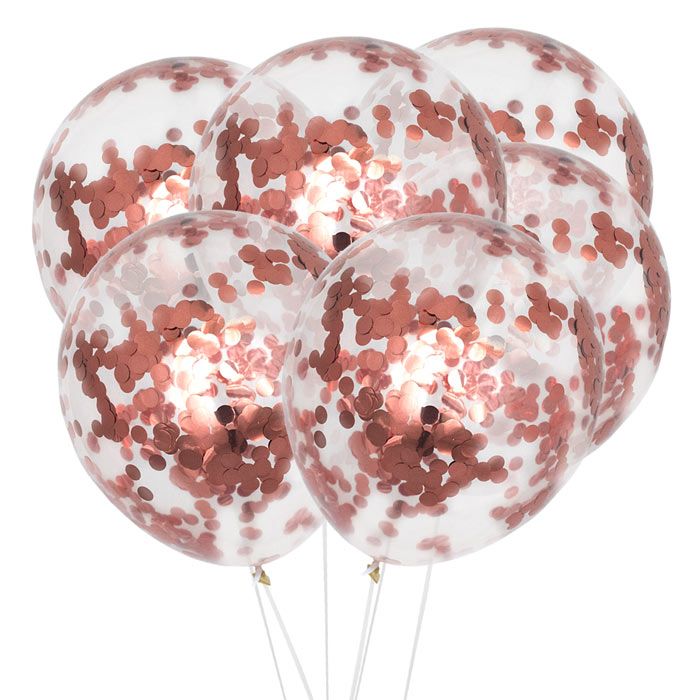 12" Rose Gold Metallic Confetti Balloon Set | Pack of 5