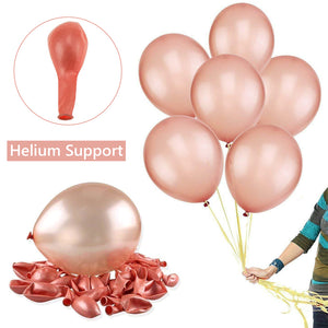 Set of 10 Rose Gold Confetti and Latex Balloons-Decoren