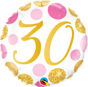 45 cm Round Pink and Gold Milestone Birthday Balloons