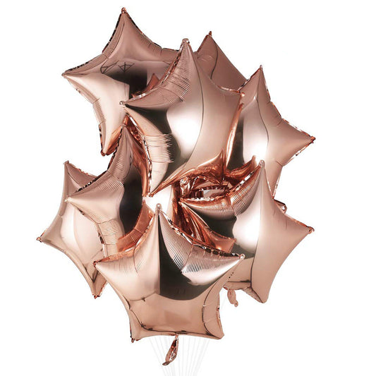 18 inches Rose Gold Star Foil Balloons - Set of 10