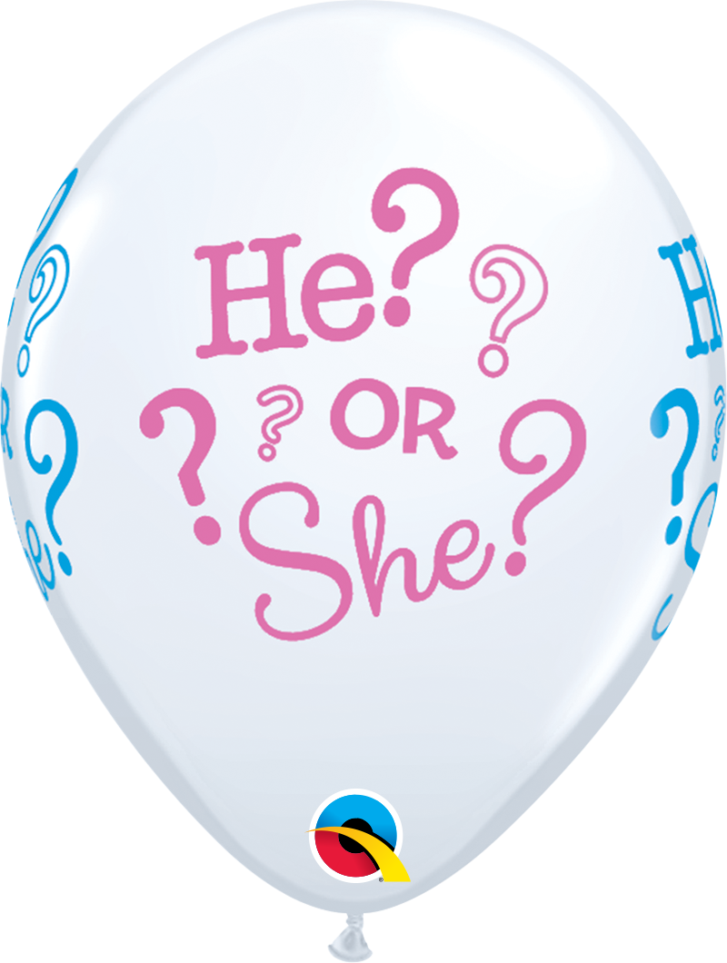 He or She Printed Latex Balloons - 11 inches