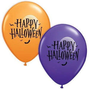 Halloween Moon and bats Latex Balloons Assortment - Set of 10