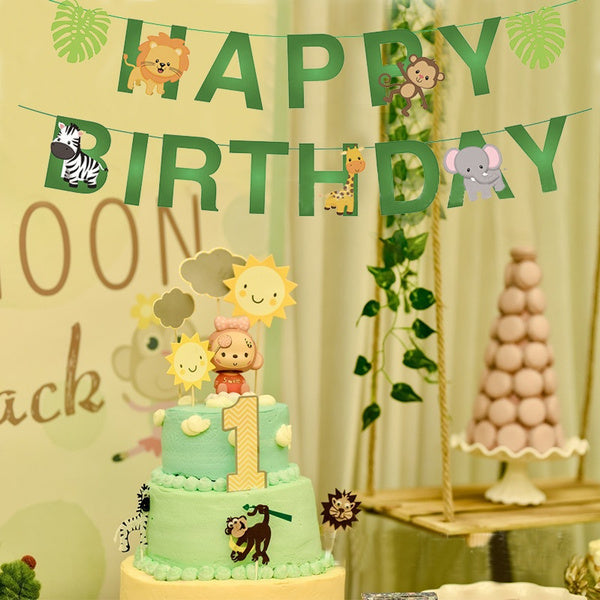 Jungle Themed Happy Birthday Banner