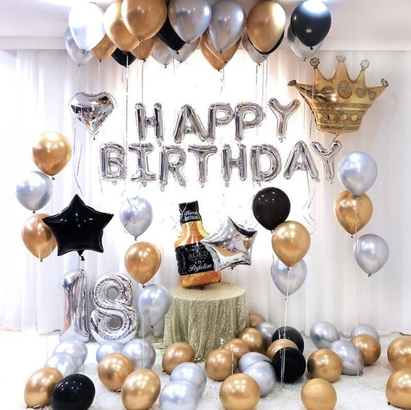 Happy Birthday Gold and Silver Large Set - Set of 51 Balloons-Balloons-Decoren