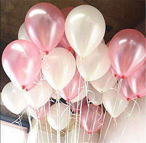 Metallic Pearl Pink and White Metallic Balloons - Set of 10-Decoren