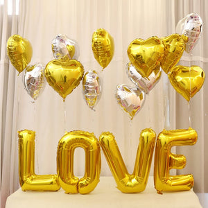 18 inches Gold Heart Foil Balloons - Set of 10 balloons-Balloons-Decoren