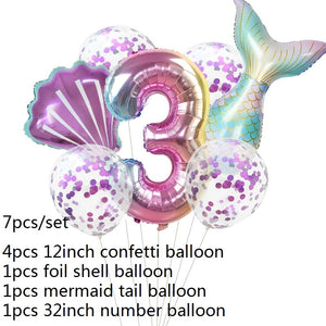 Mermaid Theme Number Balloons sets