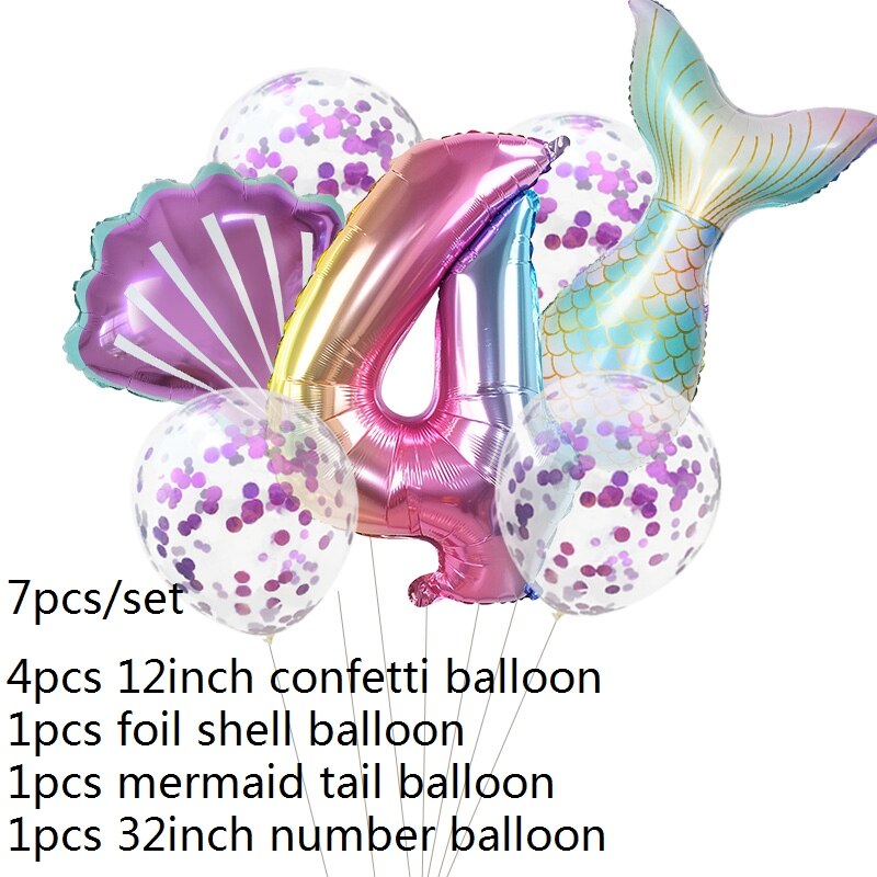 Mermaid Theme Number Balloons sets