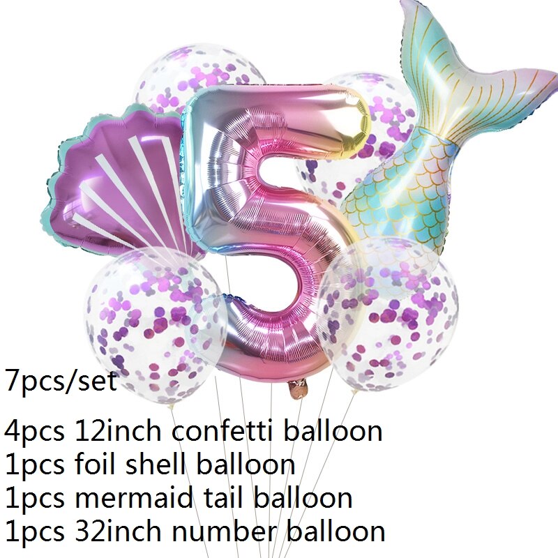Mermaid Theme Number Balloons sets
