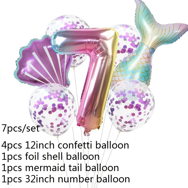 Mermaid Theme Number Balloons sets