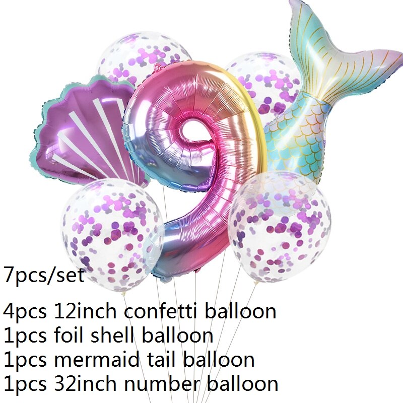 Mermaid Theme Number Balloons sets