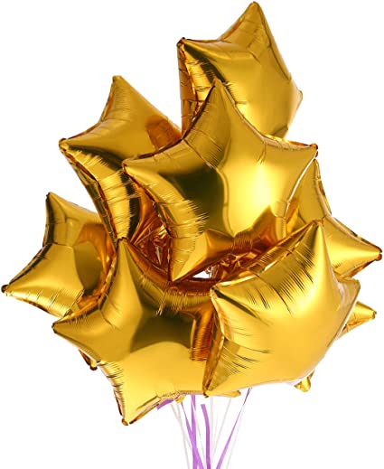 18 inches Gold Star Foil Balloons - Set of 10