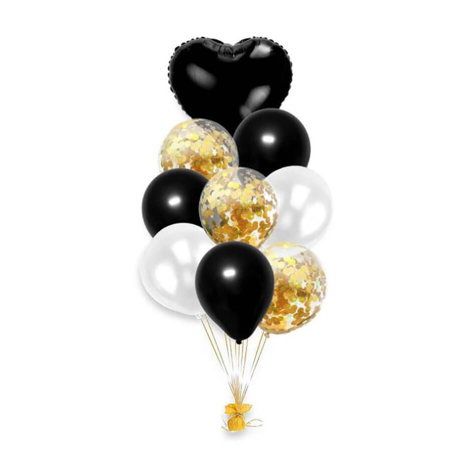 18 inches Black Heart Foil Balloons - Set of 10 balloons-Balloons-Decoren