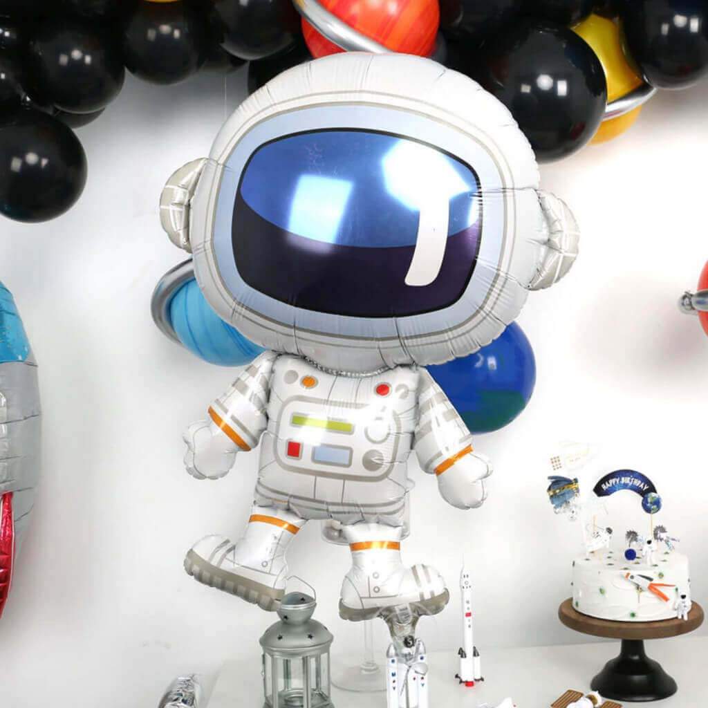 Astronaut foil balloon, space party decorations, helium astronaut balloon, kids birthday balloons, astronaut birthday decor, outer space party supplies, DIY space party, party balloons Australia, Brisbane party store, Mylar astronaut balloon, reusable astronaut balloon, themed party decorations, astronaut helium balloon Brisbane, kids party shop Australia.