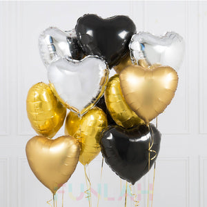 18 inches Black Heart Foil Balloons - Set of 10 balloons-Balloons-Decoren