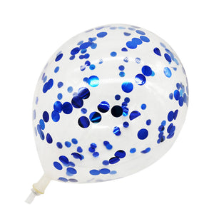 12 inches Blue Metallic Plain and Confetti Balloons - set of 10-Balloons-Decoren